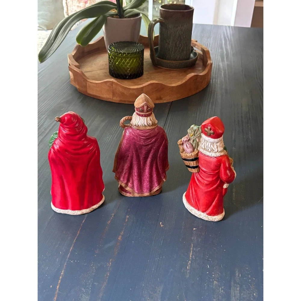Brinns 1992 Vitg. Santa Claus Father Christmas Figurines Set of 3 Ceramic Decor